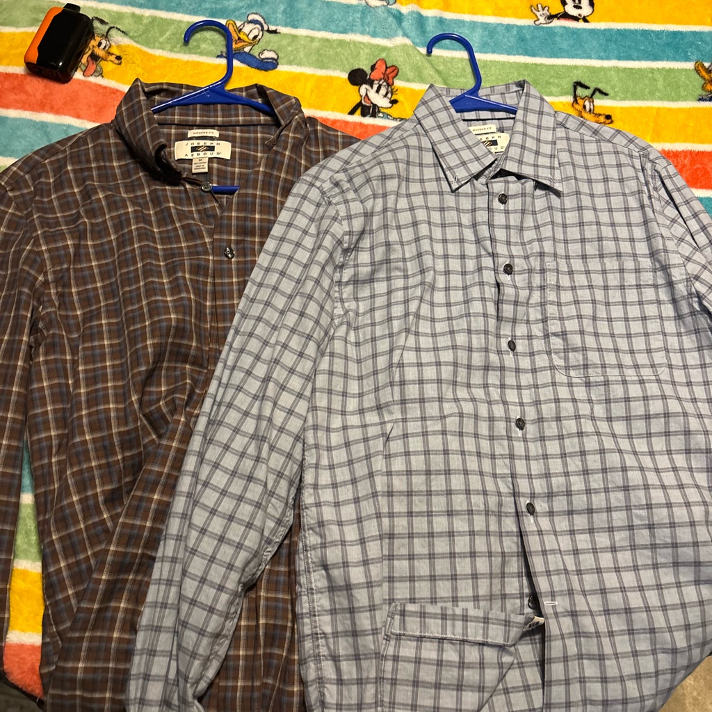 Joseph Abboud Brown And Gray Plaid Button-Down Shirt Set